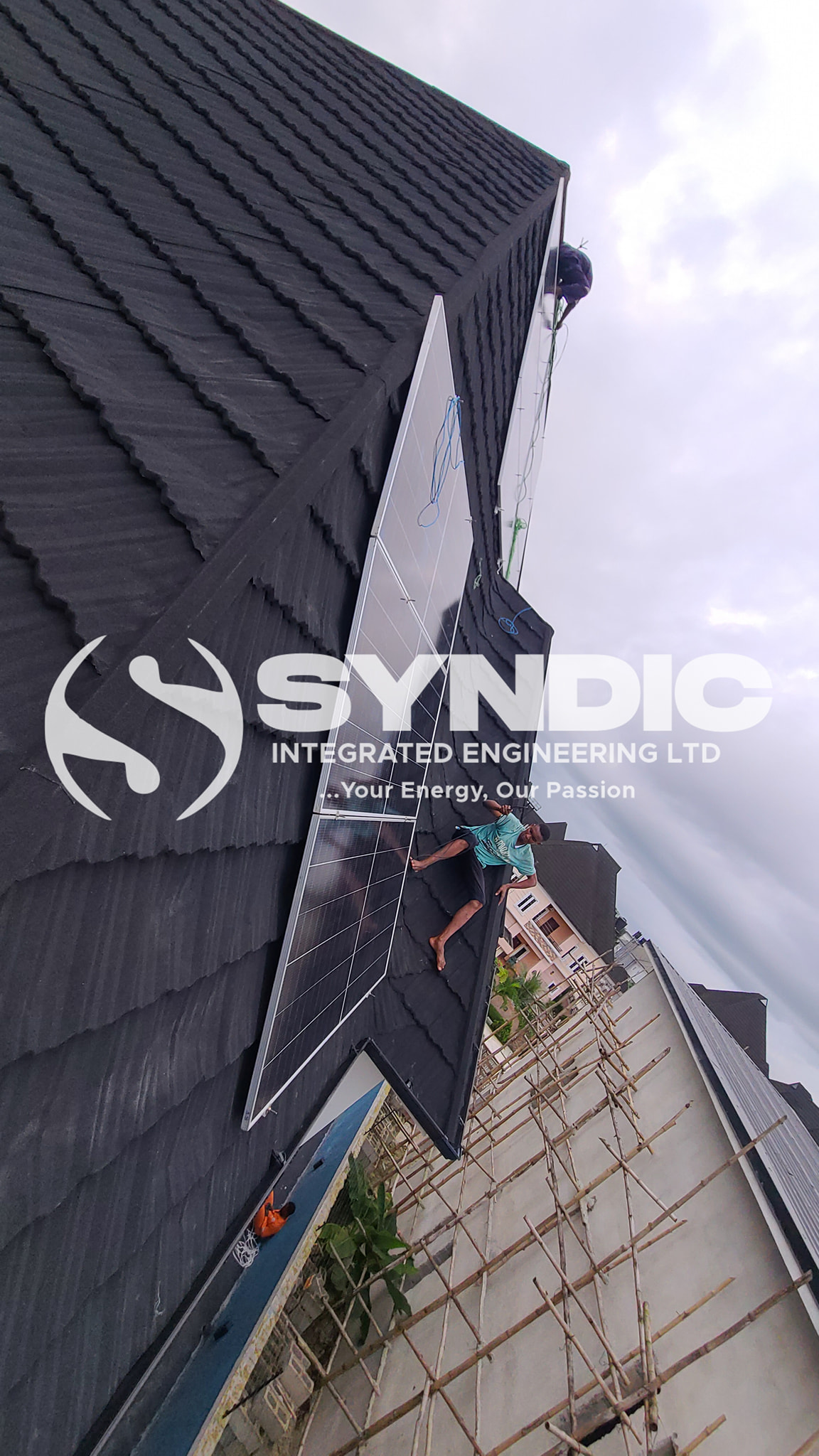 installation on the roof with solar panels